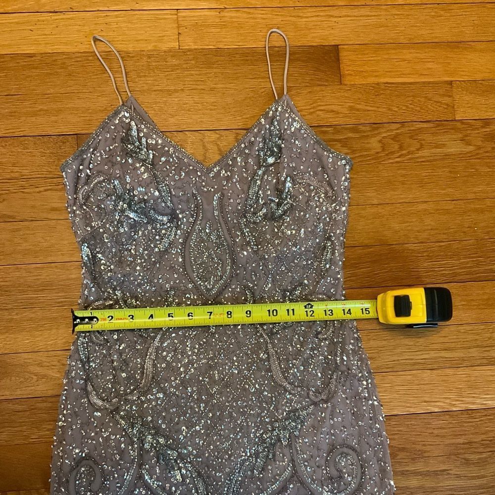 Aiden Mattox Mauve Netted Sequin Beaded Dress 6 - image 6